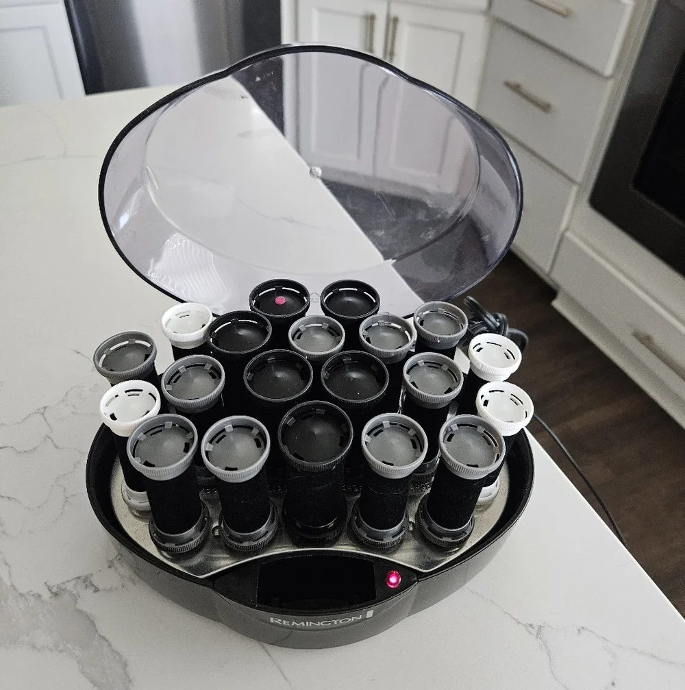 Remington Black and White Heated Roller Set with Clear Lid